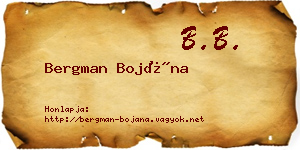 Bergman Bojána névjegykártya